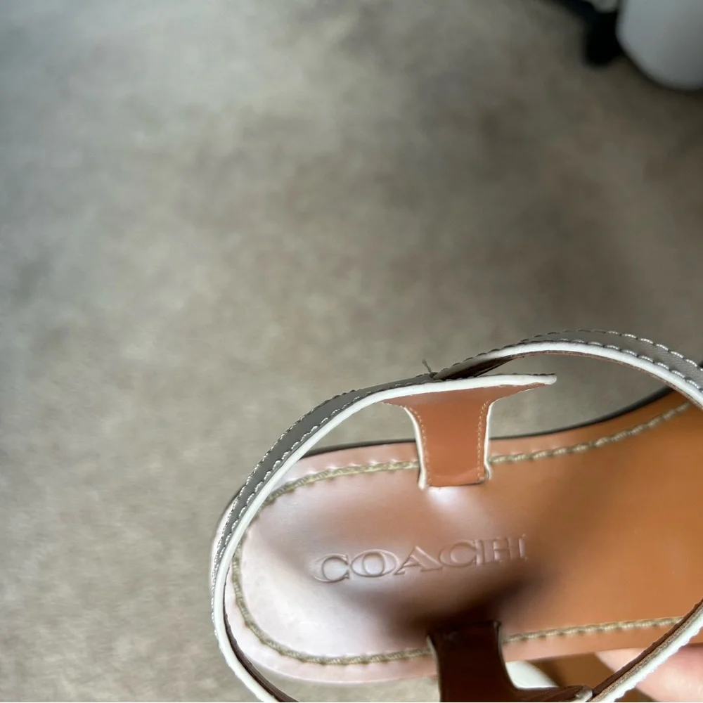 Coach White and Tan Leather Sandals - Picture 4 of 4